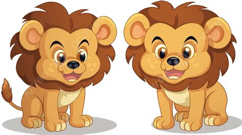 Two Cartoon Lions Standing Side By Side Background Cartoon Lion