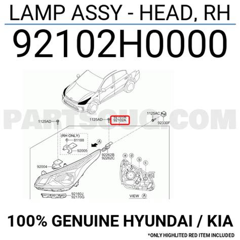 LAMP ASSY - HEAD, RH 92102H0000 | Hyundai / KIA Parts | PartSouq