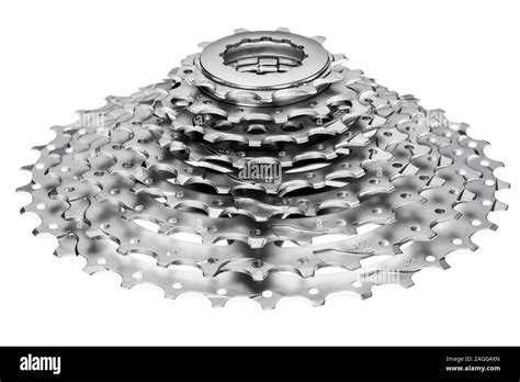 Mountain bike 9-speed cassette on white background Stock Photo - Alamy