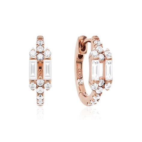 Baguette Link Earrings Rose Gold Plated K Rvar Ngad Riptsid