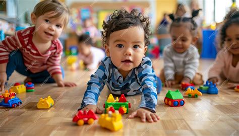 Premium Photo | Group of Adorable Babies Playing Together with Colorful ...