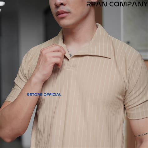 Jual Korean Knit Baju Polo Shirt Salur Besar Cutting Slim Fit Polo