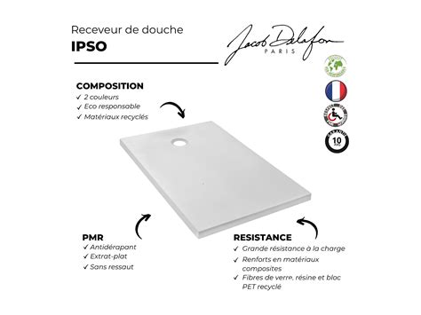 Receveur De Douche 120 X 80 JACOB DELAFON Ipso Rectangle Gris Anthracite