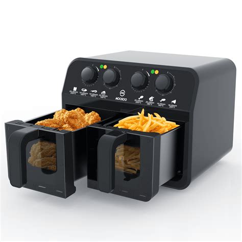 MOOSOO Dual Basket Air Fryer Oven 6 4Qt Air Fryer Black New