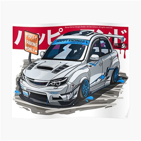 Hpy Subie Wrx Sti Poster For Sale By Spraypatrick Redbubble