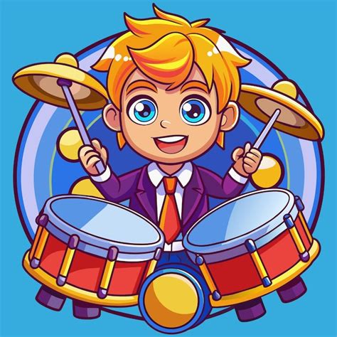 Um Desenho Animado De Um Homem Tocando Bateria Uma Imagem Animada