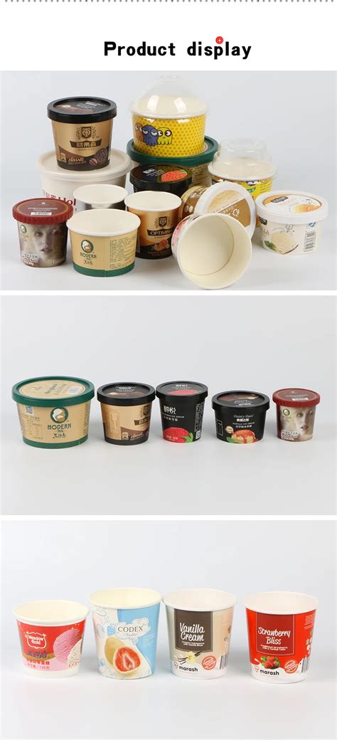 Customized Disposable Ice Cream Container Ice Cream Cup Tubs With Lid