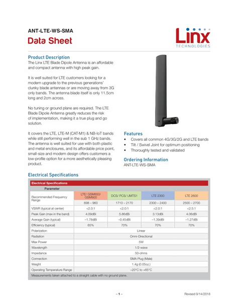 Pdf Ant Lte Ws Sma Data Sheet Linx Technologies The Linx Lte