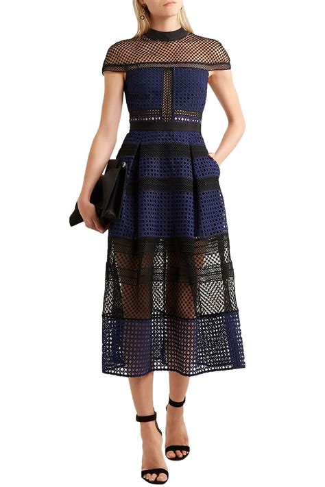 Self Portrait Pleated Guipure Lace Midi Dress The Outnet