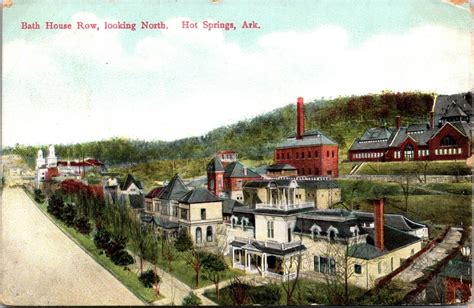 Postcard Bath House Row Looking North In Hot Springs Arkansas