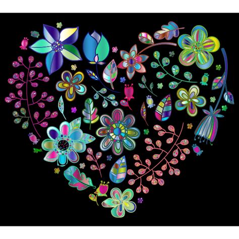 Prismatic Psychedelic Floral Heart Free Svg