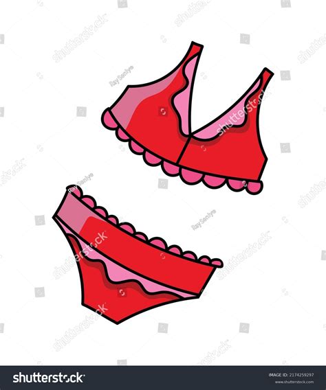 Summer Frilly Bikini Swimwear Colored Doodle Stock Vector Royalty Free Shutterstock
