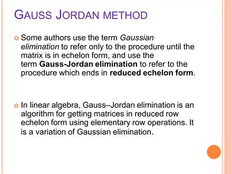 Gauss Jordan Method Pptx