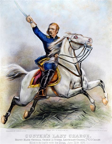 George Armstrong Custer N 1839 1876 American Army Officer Custer S Last Charge Lithograph