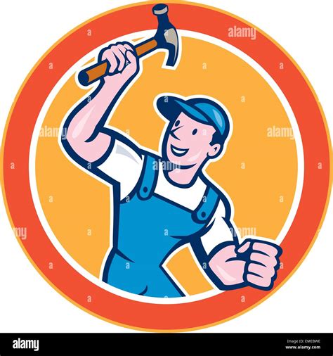 Cartoon Carpenter Builder Holding Hammer Hi Res Stock Photography And