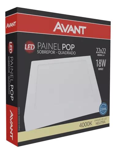 Luminária plafon led de teto Avant Painel quadrado sobrepor 18W 100V 240V