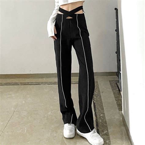 Itgirl Shop Aesthetic Clothing Black Techwear Cut Out Waist