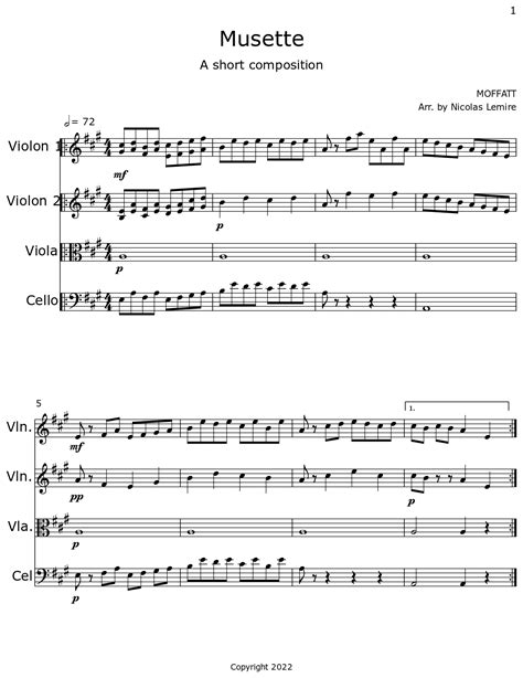 Musette Sheet Music For Violin Viola Cello