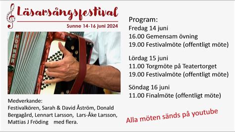 Festivalm Te Juni Kl I Sunne Missionskyrka Youtube