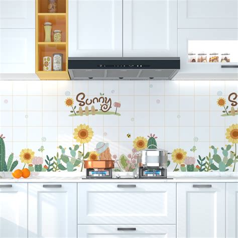 Jual Stiker Dapur Anti Minyak Anti Api Wallpaper Motif Bunga Matahari