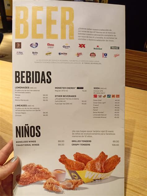 Carta Del Pub Y Bar Buffalo Wild Wings Hermosillo Plaza Galerías