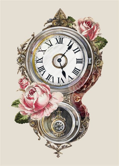 Vintage wall clock illustration vector, | Premium Vector Illustration - rawpixel