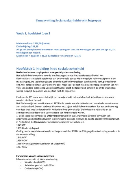 Samenvatting Socialezekerheidsrecht Begrepen College 1 7 Hoofdstuk 1