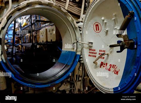 Interior Hatch Of A Russian Submarine At The Maritime Museum San Stock