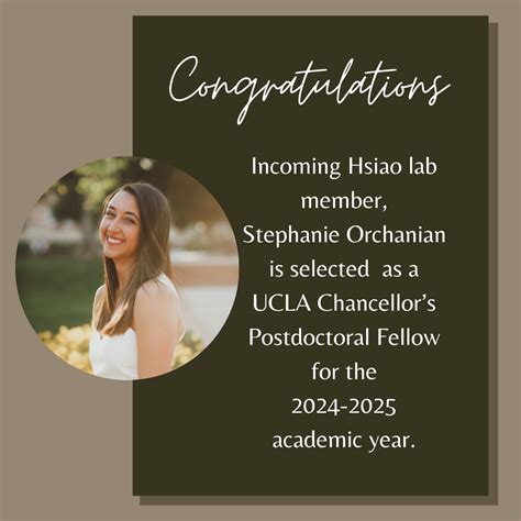 Congratulations To Incoming Elaine Hsiao Lab Member Stephanie