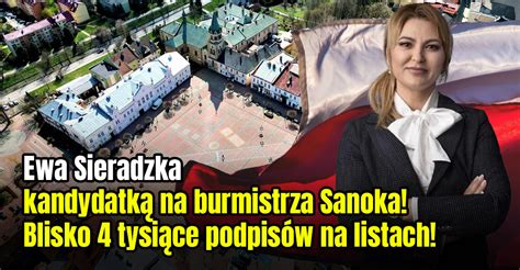 Ewa Sieradzka kandydatką na burmistrza Sanoka Prawie 4 tysiące