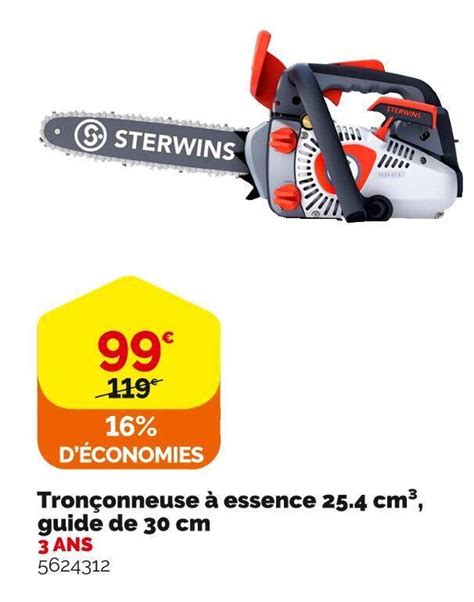 Promo Sterwins tronçonneuse à essence 25 4 cm³ guide de 30 cm chez Weldom