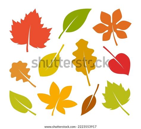 Autumn Leaves Icon Set Colorful Autumn Stock Vector Royalty Free