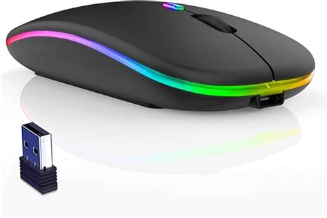 CAICOME Souris Sans Fil Ultra Fine Multicolore LED Rechargeable 2 4 G