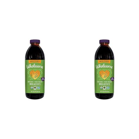 Wholesome Sweeteners Organic Blackstrap Molasses Unsulphured 16 Oz Pack Of 2