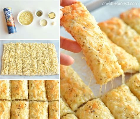 Homemade Cheesy Garlic Breadsticks Recipe One Little Project