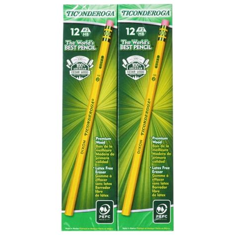 Ticonderoga No 2 Pencils Soft Black Lead Yellow Wood Barrel