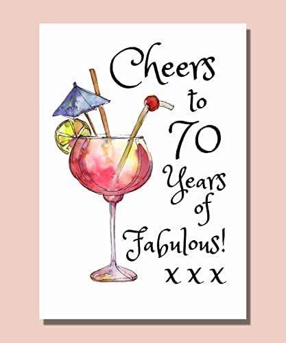 70th Birthday Card For Her Women Cheers To 70 Years Of Fabulous