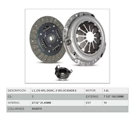 Kit De Clutch Dodge Attitude 3 Cil 1 2l 2015 2016 2017 2018