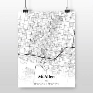 Mcallen City Map Print, Mcallen Texas Map Poster, USA City Street Map ...