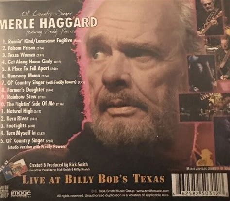 Live At Billy Bobs Texas Ol Country Singer By Merle Haggard Cd Aug