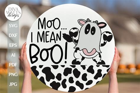 Moo I Mean Boo Svg Cute Cow Ghost Svg Ghost Svg Funny Ghost