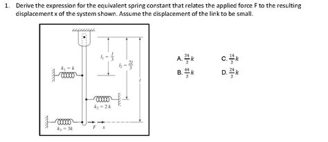 Solved 1 Derive The Expression For The Equivalent Spring