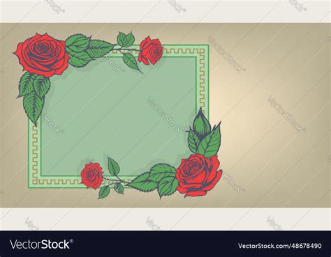 Template of blank greeting card red roses Vector Image