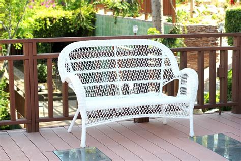 Santa Maria White Wicker Patio Love Seat Jeco Wholesale W00209 L