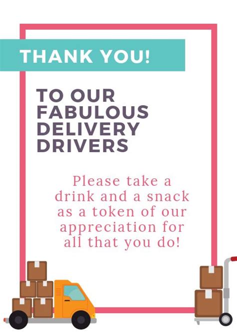 Printable Snack Sign For Delivery Drivers