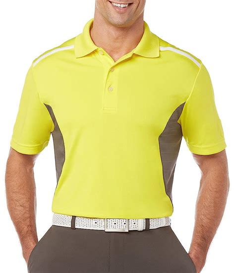 Buy Pga Tour Mens Embossed Short Sleeved Color Block Polo Shirt Blazing Yellow Xx Large At