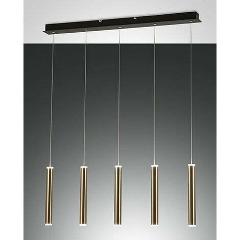 Fabas Luce Prado LED Straight Bar Pendel Deckenleuchte Schwarz Glas