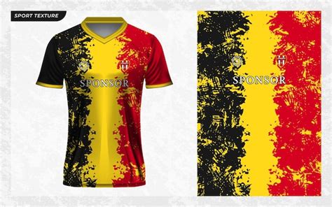 Sportjersey fußball kit texturmuster grunge stil mit 3d mockup für