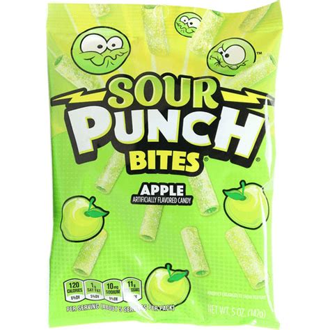 Sour Punch Bites Green Apple Fruit Flavored Chewy Candy 5oz Bag