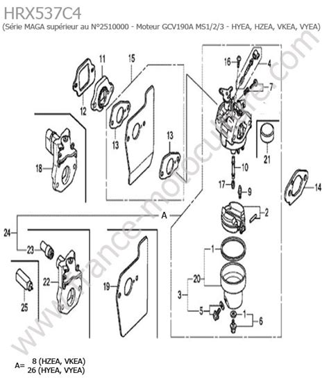 Vue Clat E Et Pi Ces D Tach Es Carburateur Pour Hrx C Honda